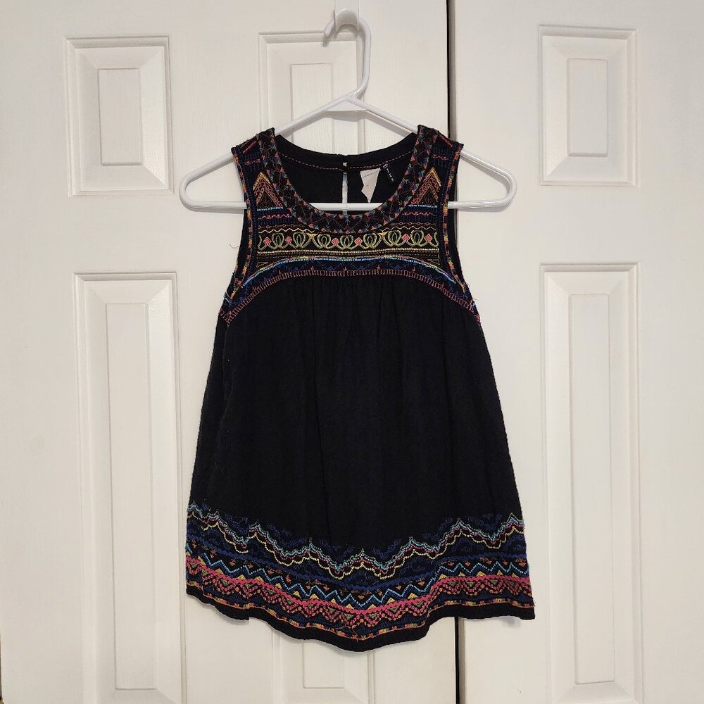 Anthropologie Akemi + Kin Mesa Black Tank with Embroidery